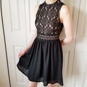 Francesca's Black & Nude Cocktail Dress EUC